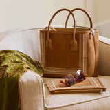 Embroidered Suede Nano Weekender by AERIN at Fig Linens and Home 4