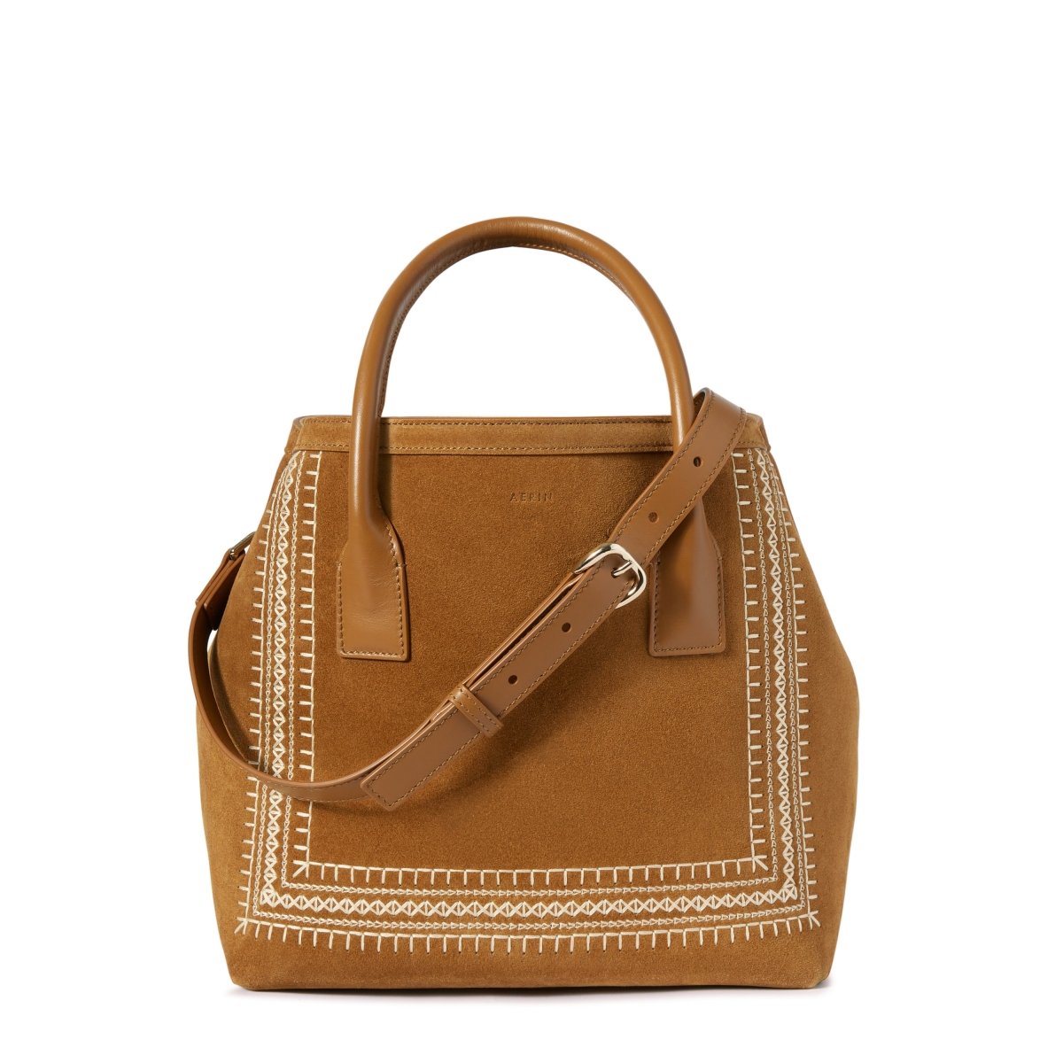 Embroidered Suede Nano Weekender by AERIN at Fig Linens and Home 1