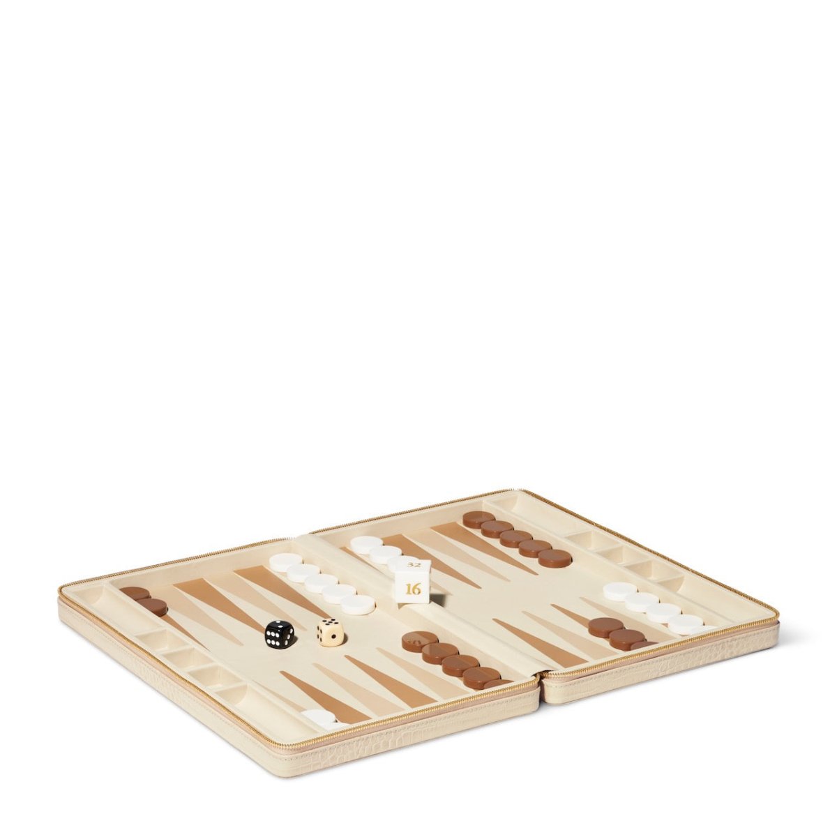 Enzo Travel Backgammon in Fawn by AERIN at Fig Linens and Home - Open Case 2