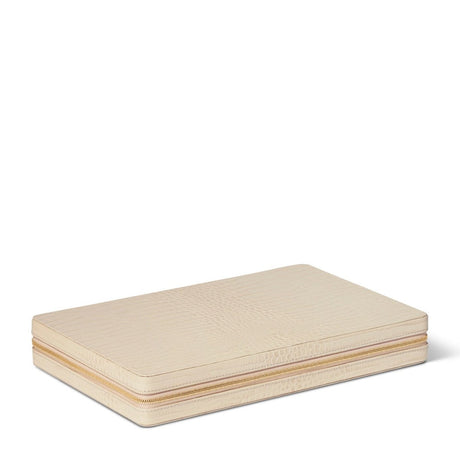 Enzo Travel Backgammon in Fawn by AERIN at Fig Linens and Home - Closed Case with Zipper