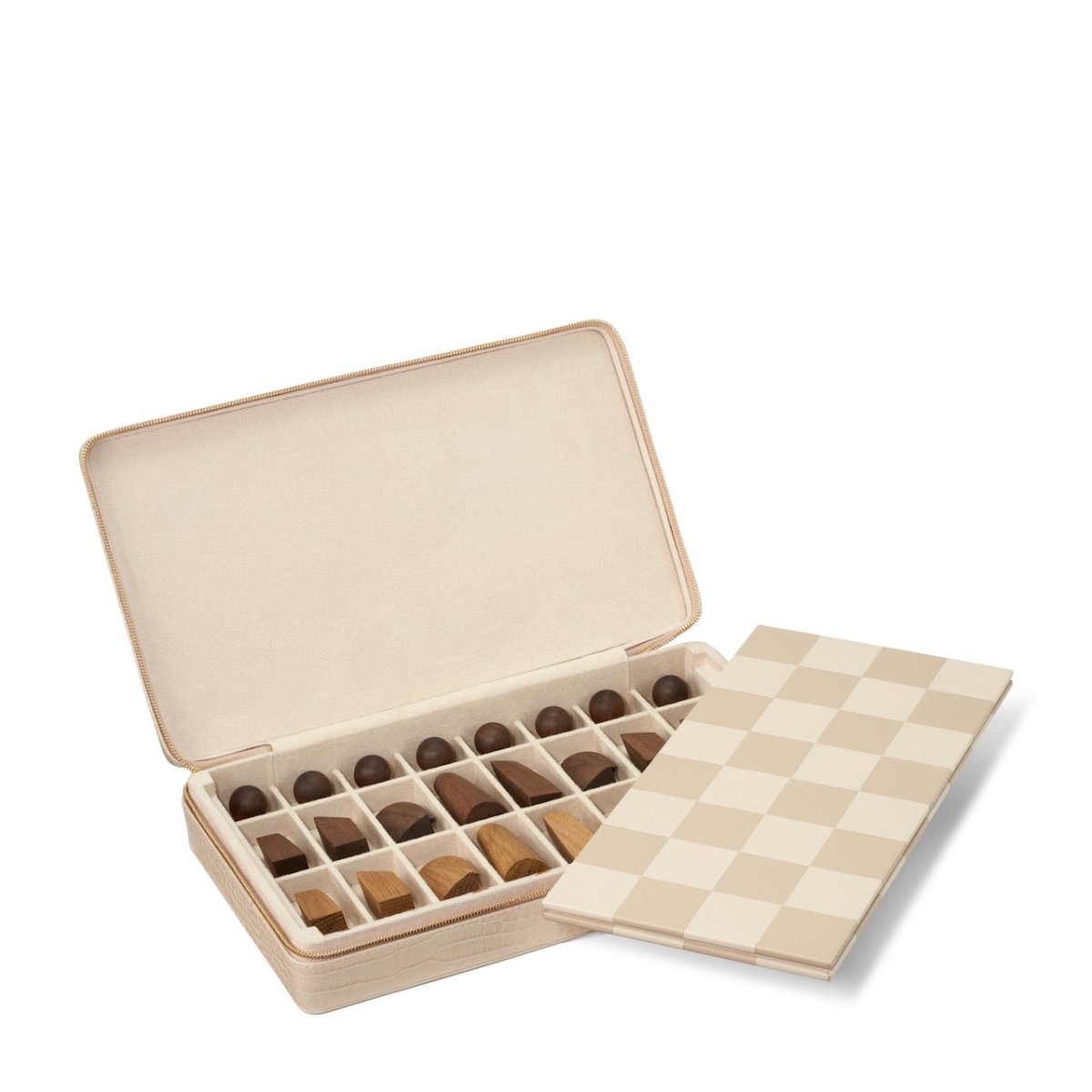 Chess Set - Enzo Travel Chess Set in Fawn by AERIN at Fig Linens and Home - Open