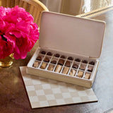 Enzo Travel Chess Set in Fawn by AERIN Lifestyle Photo at Fig Linens and Home