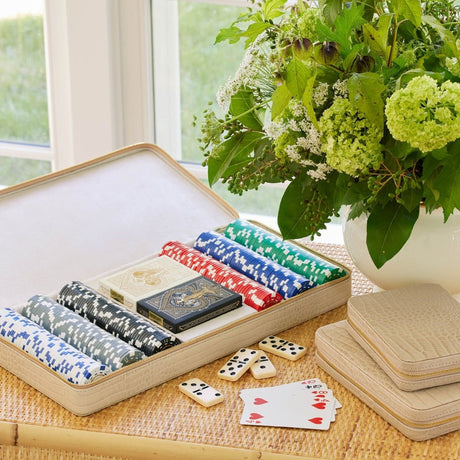 Enzo Travel Poker Set by AERIN at Fig Linens and Home - Lifestyle Image with other games