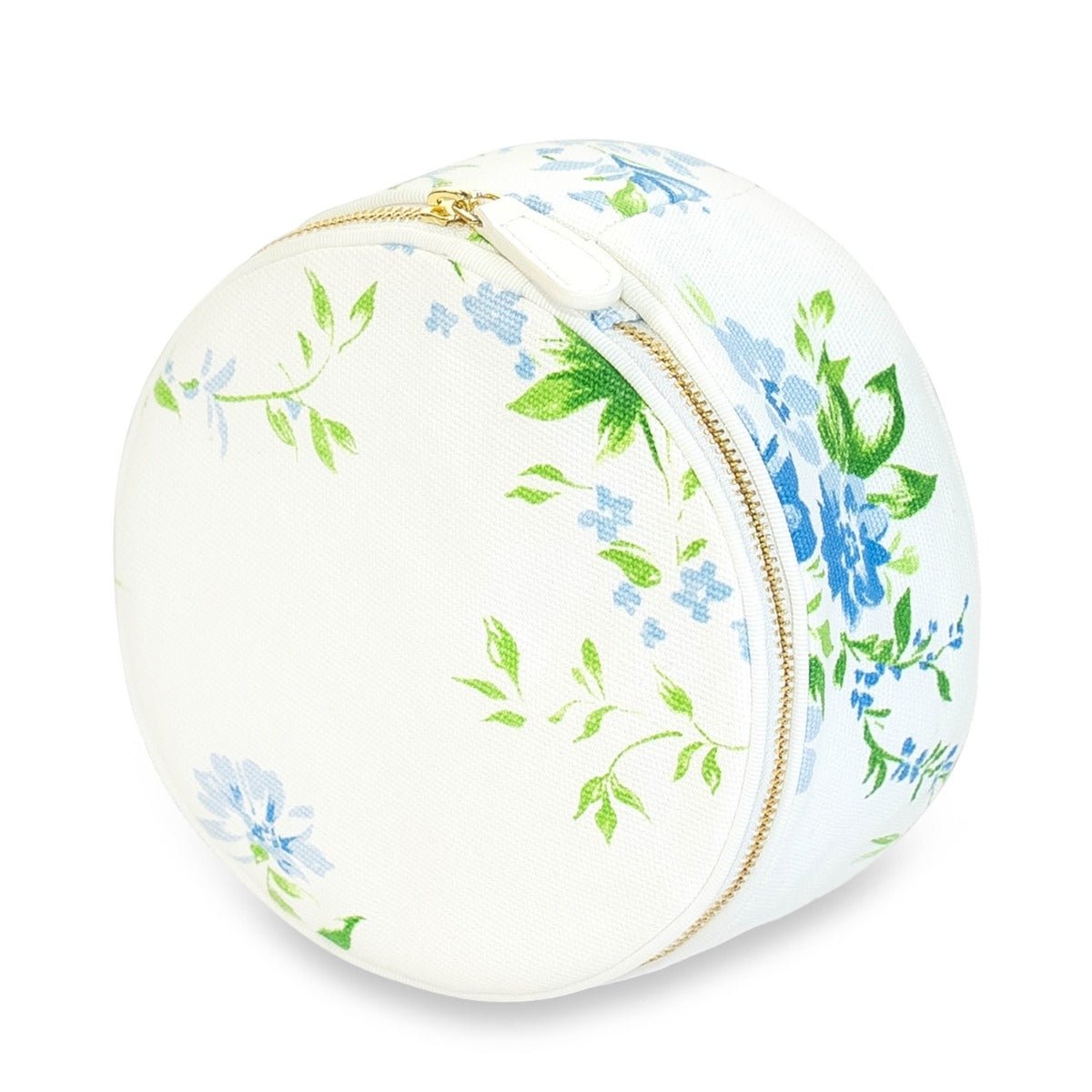 Fleurs du Vent Large Round Jewelry Case by D Porthault pour AERIN at Fig Linens and Home - 1