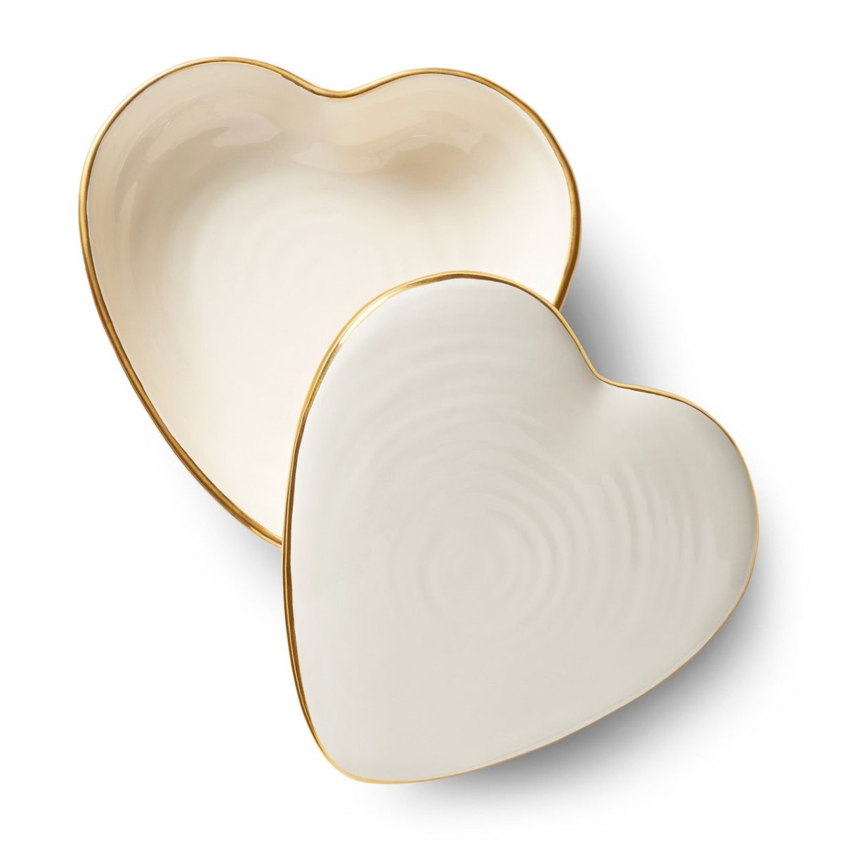 AERIN Heart Box in Cream with Gold | Petite Trinket Box in Heart Shape at Fig Linens and Home 1