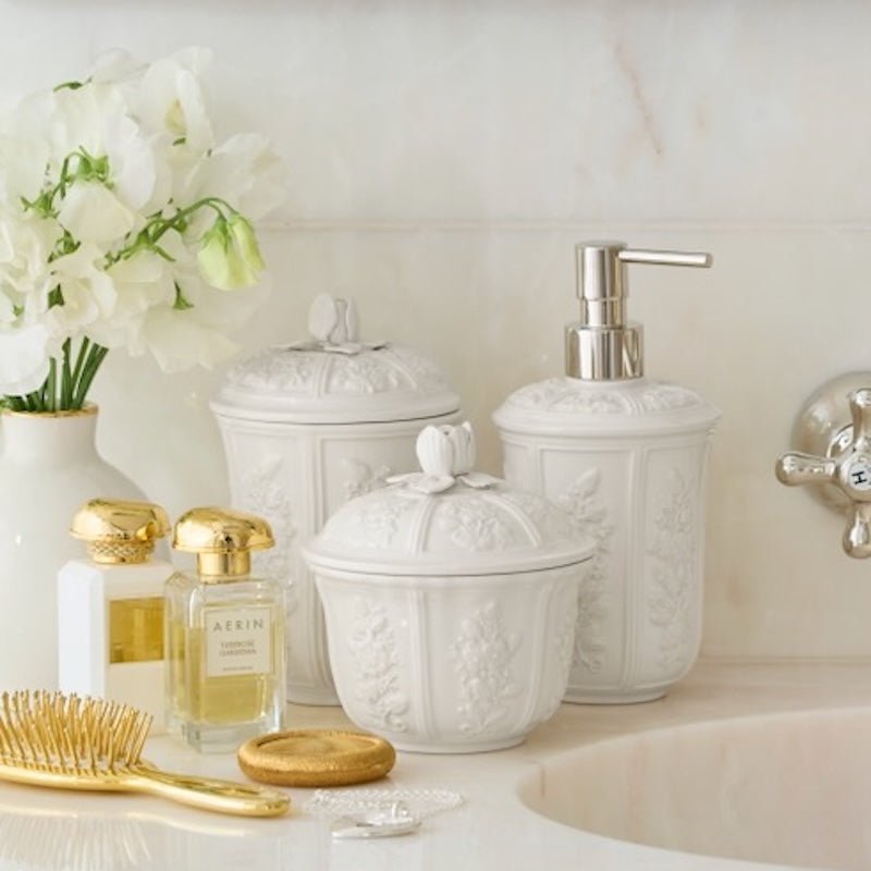 Elegant bath detail from the AERIN Josepha collection at Fig Linens and Home