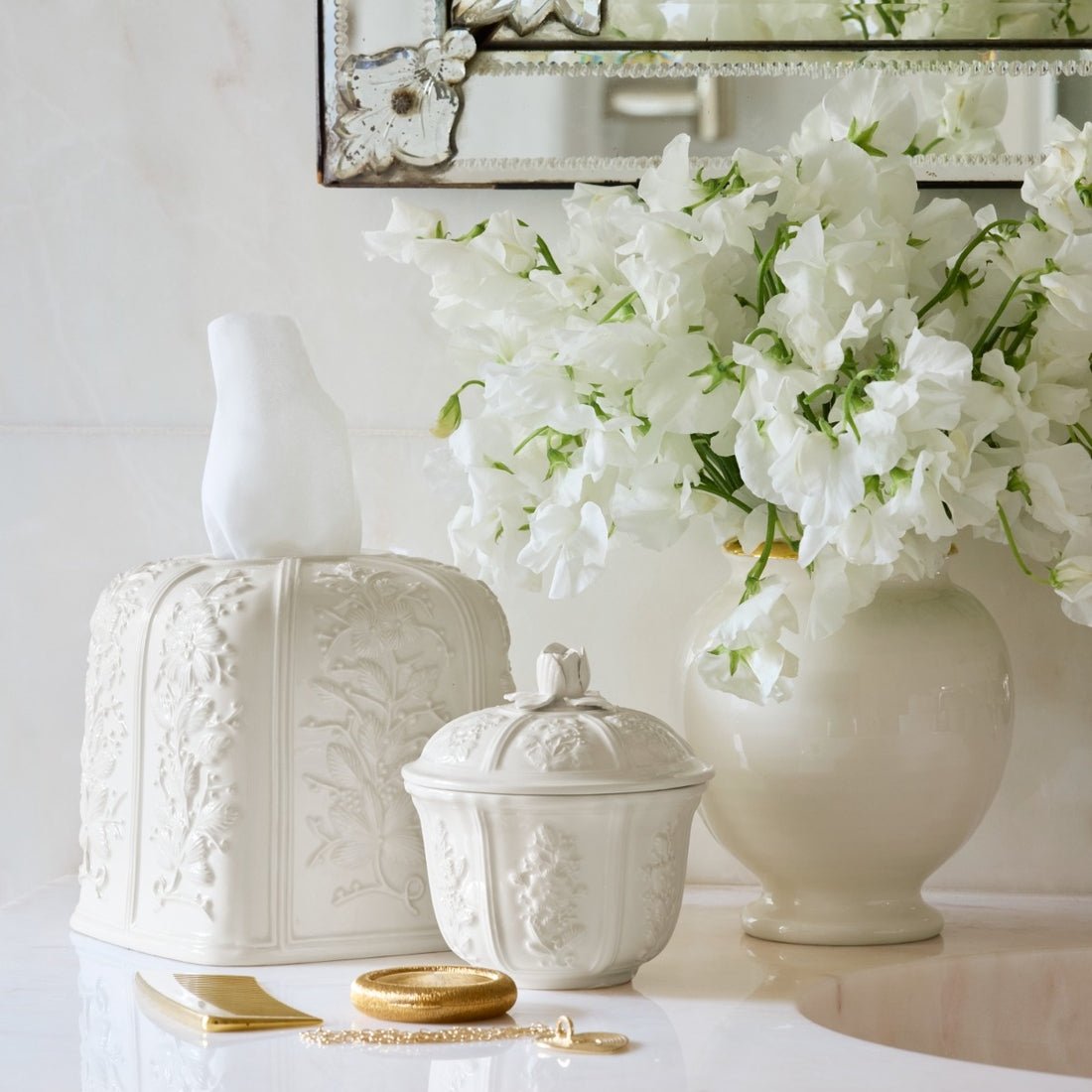 Josepha Tissue Box Cover AERIN at Fig Linens and Home - Lifestyle
