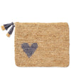 Large Heart Raffia Zip-Pouch in Denim Blue by AERIN at Fig Linens and Home