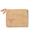 Large Heart Raffia Zip-Pouch in Pink by AERIN at Fig Linens and Home