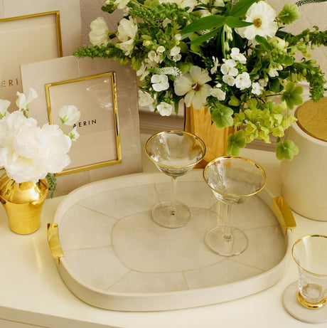 Livio Parchment Serving Tray by AERIN at Fig Linens and Home - Lifestyle 5