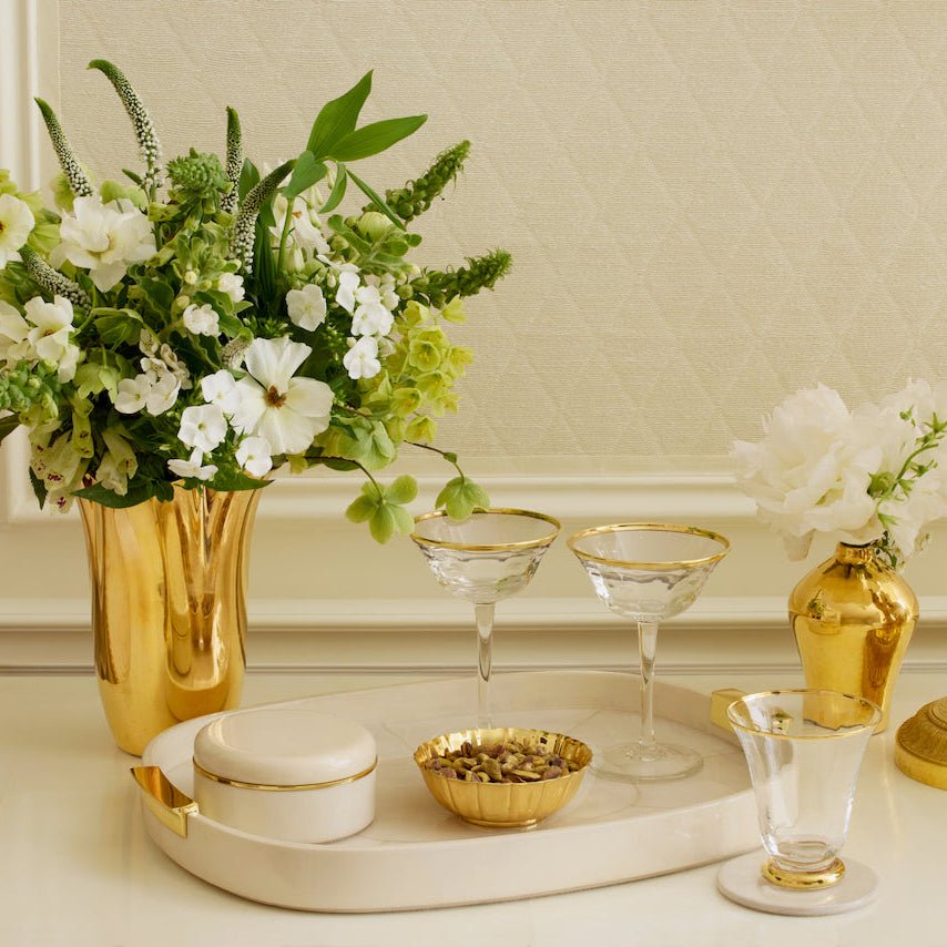 Livio Parchment Serving Tray by AERIN at Fig Linens and Home - Lifestyle 5