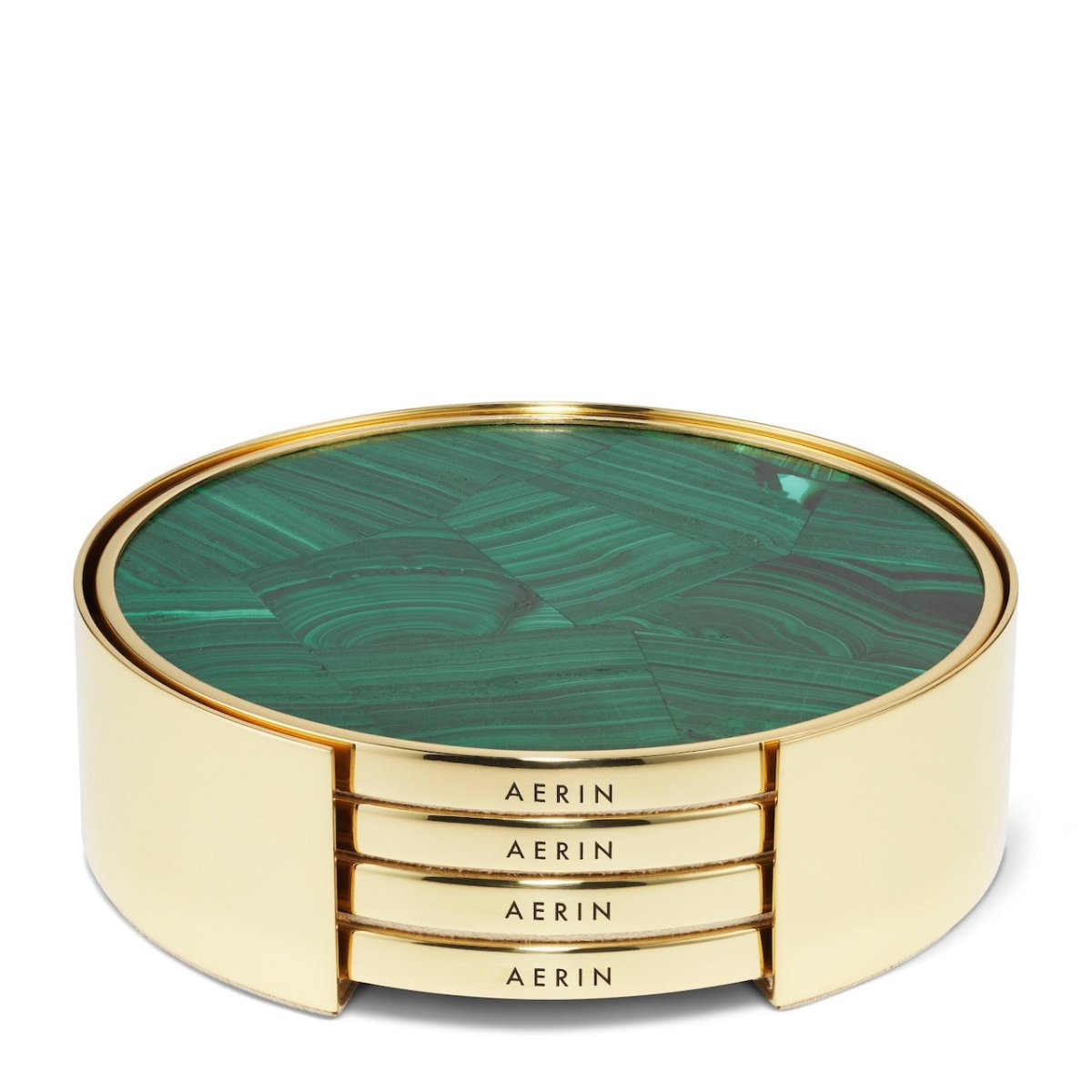 Lucas Malachite Mosaic Coaster Set of 4 by AERIN at Fig Linens and Home 3