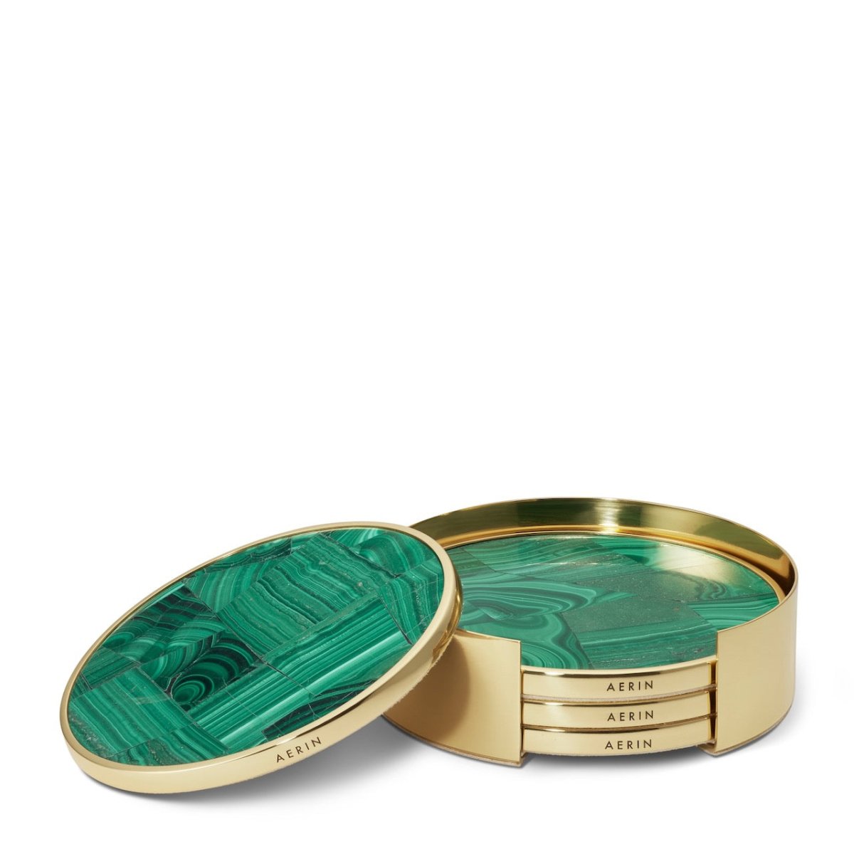 Lucas Malachite Mosaic Coaster Set of 4 by AERIN at Fig Linens and Home 1