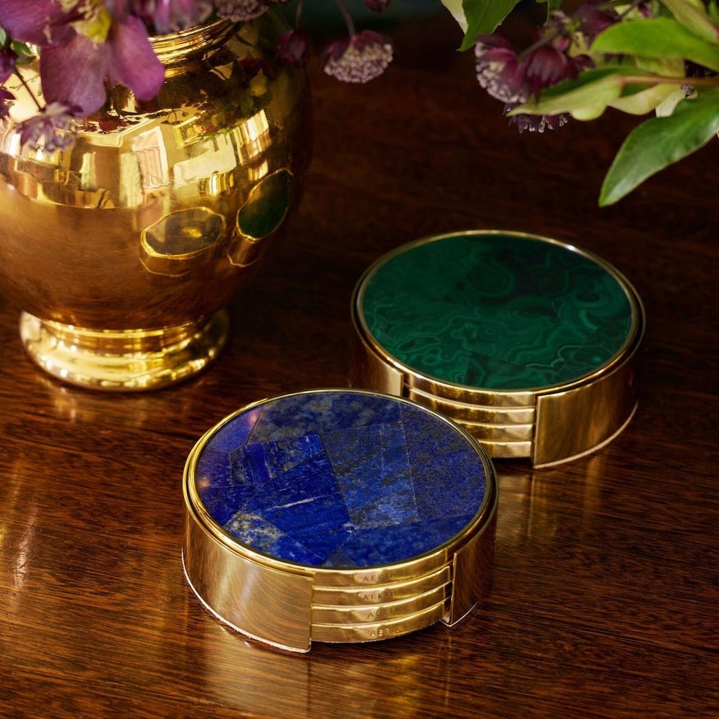 Lucas Malachite Mosaic Coaster Set of 4 by AERIN - Lifestyle at Fig Linens and Home