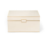 AERIN Luxe Shagreen Jewelry Box in Cream | Luxury Jewelry Box at Fig Linens and Home - Front View 1