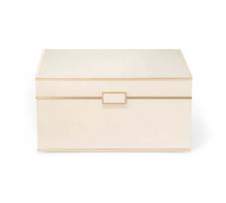 AERIN Luxe Shagreen Jewelry Box in Cream | Luxury Jewelry Box at Fig Linens and Home - Front View 1
