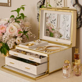 AERIN Luxe Shagreen Jewelry Box in Cream | Luxury Jewelry Box at Fig Linens and Home - Lifestyle 1