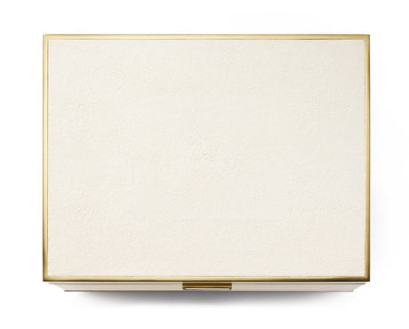 AERIN Luxe Shagreen Jewelry Box in Cream | Luxury Jewelry Box at Fig Linens and Home - Closed Lid