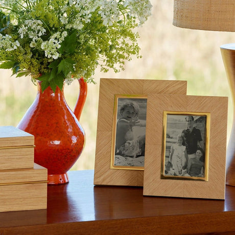 AERIN Marcello Frame 4x6 in Oak Marquetry | Wood Photo Frame at Fig Linens and Home - Lifestyle View