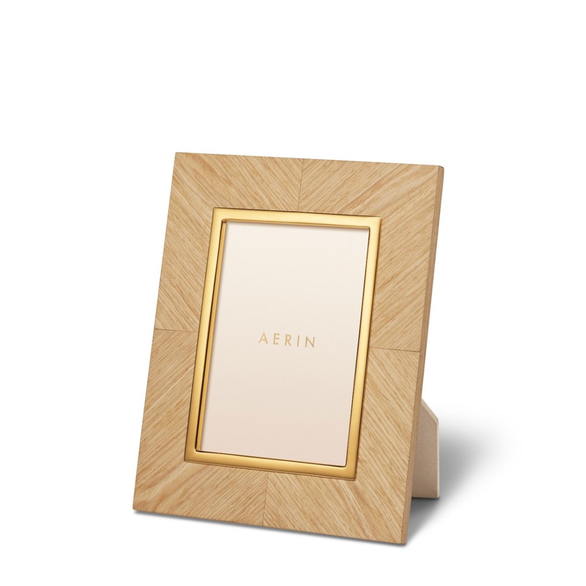 AERIN Marcello Photo Frame 5x7 in Oak Marquetry at Fig Linens and Home - Angle View
