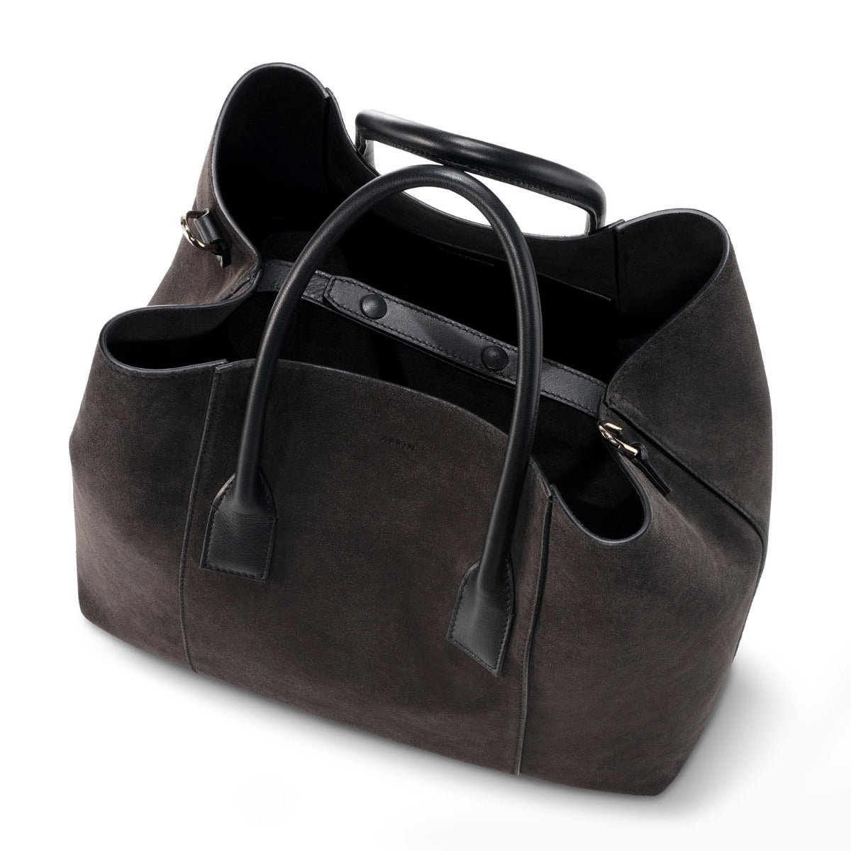 Mini Weekender in Dark Gray Suede by AERIN at Fig Linens and Home 3