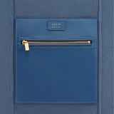 Mini Weekender in Denim Blue Suede by AERIN at Fig Linens and Home - Zipper Detail
