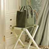 Mini Weekender in Eucalyptus Suede by AERIN at Fig Linens and Home - Lifestyle