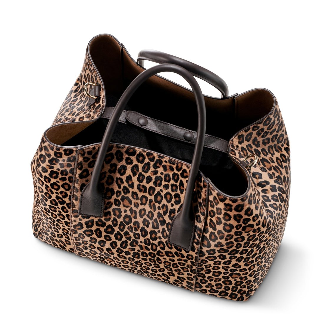 Mini Weekender Bag in Leopard by AERIN at Fig Linens and Home 1 - Open Top with Handles