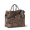 Mini Weekender Bag in Leopard by AERIN at Fig Linens and Home - Shown with Leather Handles