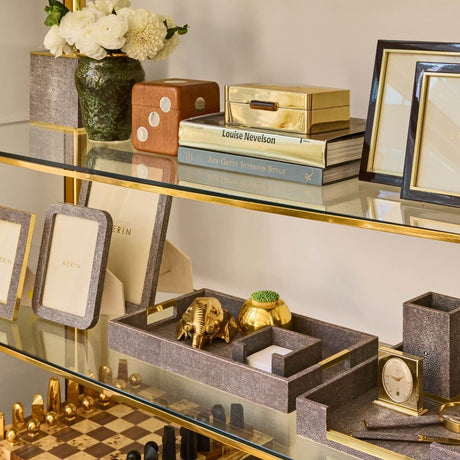Modern Shagreen Decorative Tray in Chocolate by AERIN - Lifestyle Photo