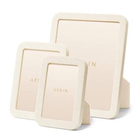AERIN Modern Shagreen Frames in Cream at Fig Linens and Home