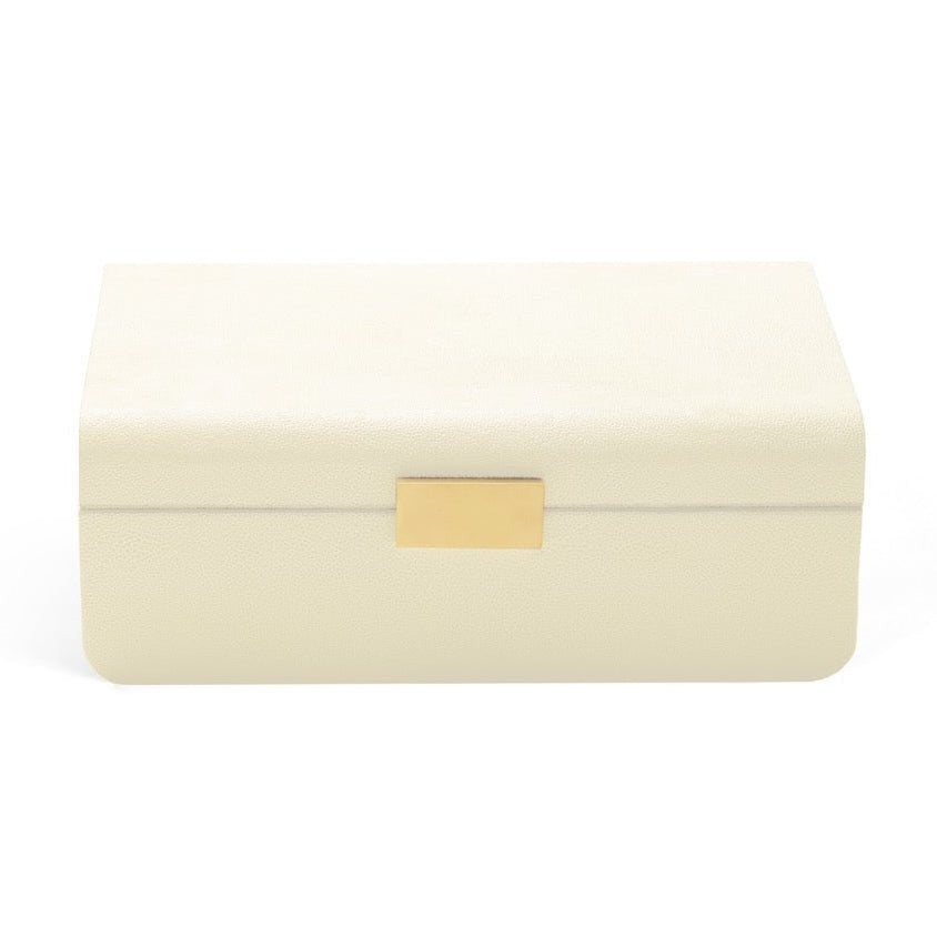 Modern Shagreen Large Jewelry Box Cream AERIN at Fig Linens and Home 1
