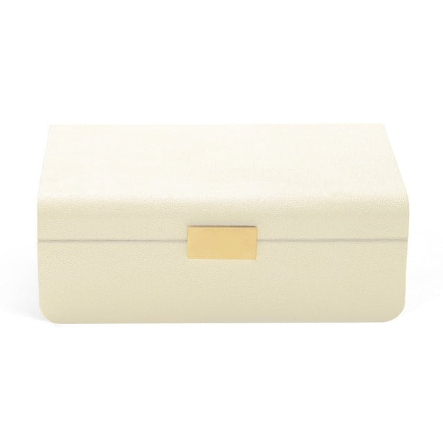 Modern Shagreen Large Jewelry Box Cream AERIN at Fig Linens and Home 1