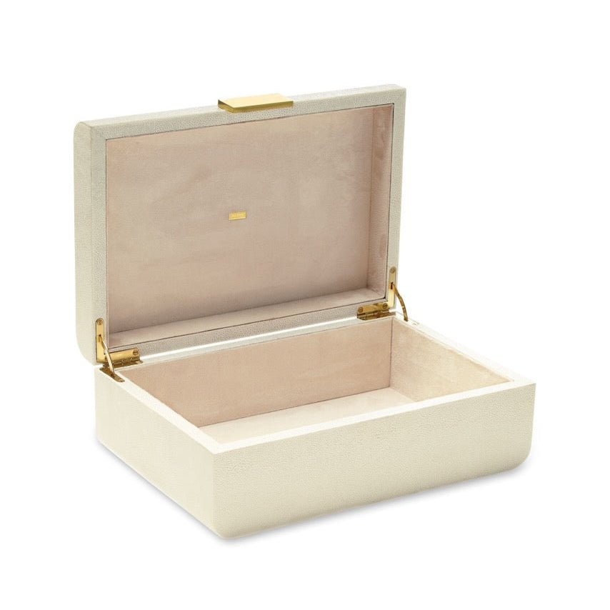 Modern Shagreen Large Jewelry Box Cream AERIN at Fig Linens and Home 2