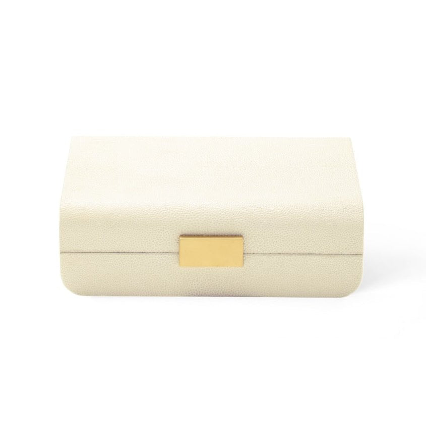 Modern Shagreen Small Jewelry Box in Cream by AERIN at Fig Linens and Home 1