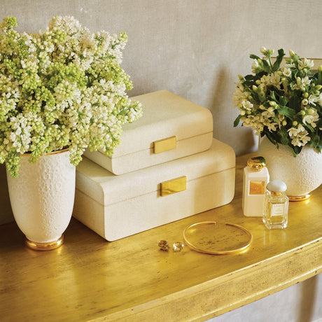 Modern Shagreen Small Jewelry Box in Cream by AERIN at Fig Linens and Home 4