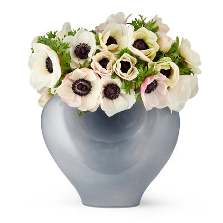Paola Large Vase in Dusk Blue by AERIN shown with flowers