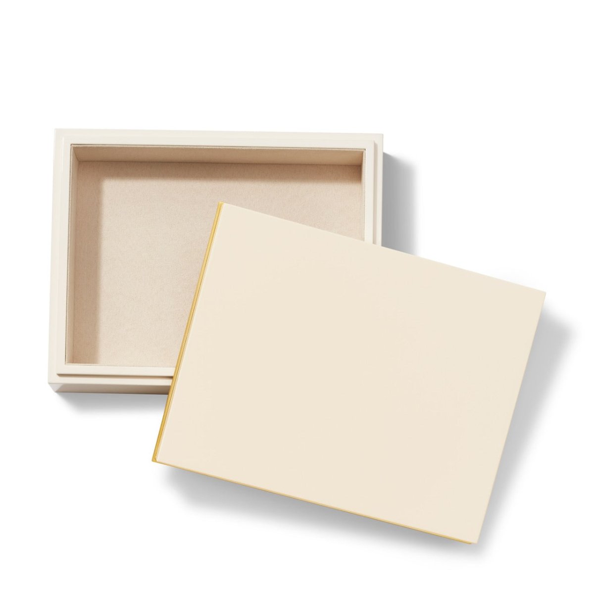 Piero Lacquer Large Box in Cream by AERIN 9.7"L x 7.6W" x 2.9H" Cream at FIG LINENS AND HOME 4
