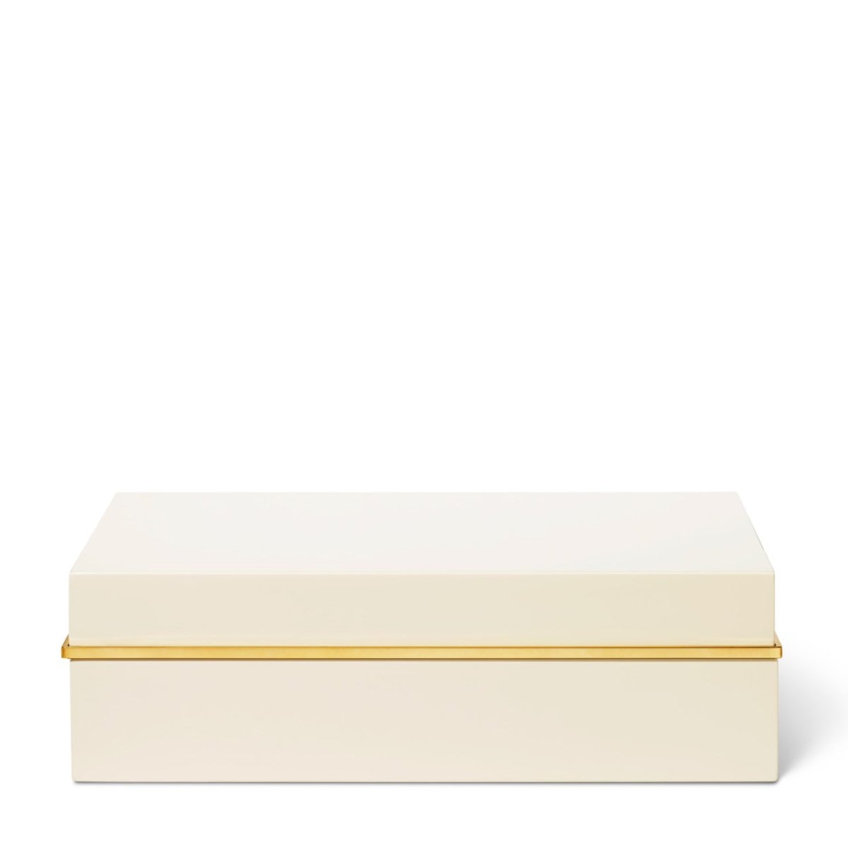 Piero Lacquer Large Box in Cream by AERIN 9.7"L x 7.6W" x 2.9H" Cream at FIG LINENS AND HOME 1