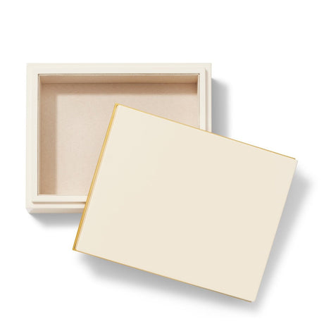 Piero Lacquer Medium Box in Cream by AERIN 8"L x 6.4W" x 2.5H" Cream at FIG LINENS AND HOME 2