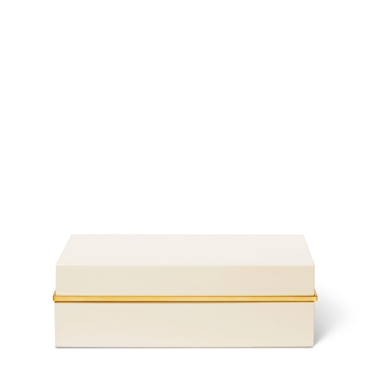 Piero Lacquer Medium Box in Cream by AERIN 8"L x 6.4W" x 2.5H" Cream at FIG LINENS AND HOME 1