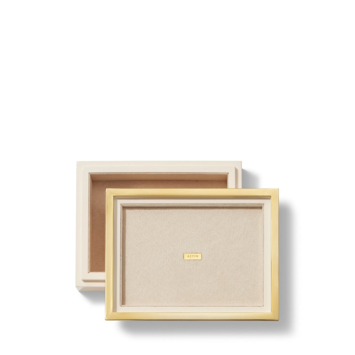 Piero Lacquer Small Box in Cream by AERIN 6.7"L x 5.1W" x 2H" Cream at FIG LINENS AND HOME 4