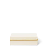 Piero Lacquer Small Box in Cream by AERIN 6.7"L x 5.1W" x 2H" Cream at FIG LINENS AND HOME 1