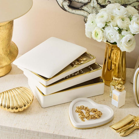 Piero Large Stacked Jewelry Box by AERIN at Fig Linens and Home - Lifestyle View with Box Open