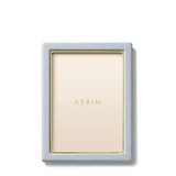 Piero Leather Frame in Blue Haze - 5X7 by AERIN Overall 6.1" x 8.1" x 0.9" for 5"x 7" Photo Blue Haze at FIG LINENS AND HOME 3