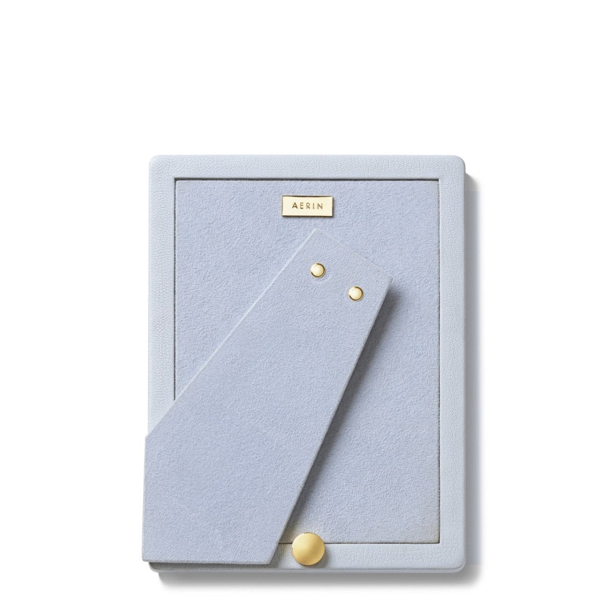 Piero Leather Frame in Blue Haze - 5X7 by AERIN Overall 6.1" x 8.1" x 0.9" for 5"x 7" Photo Blue Haze at FIG LINENS AND HOME 4