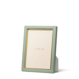 Piero Leather Frame in Eucalyptus - 5X7 by AERIN Overall 6.1" x 8.1" x 0.9" for 5"x 7" Photo Eucalyptus at FIG LINENS AND HOME 1