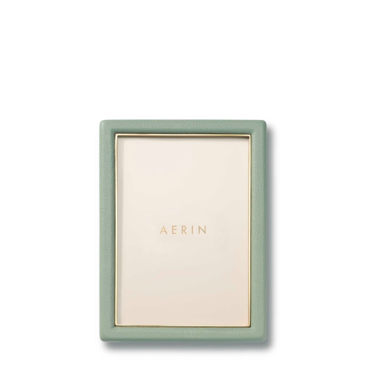 Piero Leather Frame in Eucalyptus - 5X7 by AERIN Overall 6.1" x 8.1" x 0.9" for 5"x 7" Photo Eucalyptus at FIG LINENS AND HOME 2