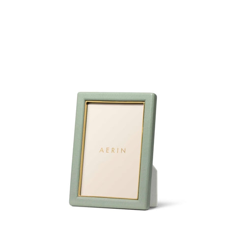 AERIN Piero Leather Frame in Eucalyptus for 4X6 Photo at Fig Linens and Home 2