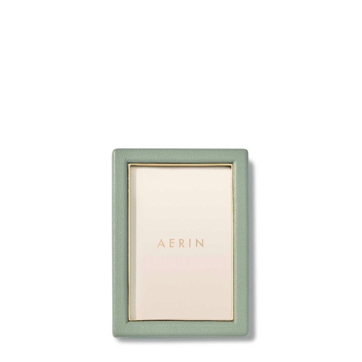 AERIN Piero Leather Frame in Eucalyptus for 4X6 Photo at Fig Linens and Home 1